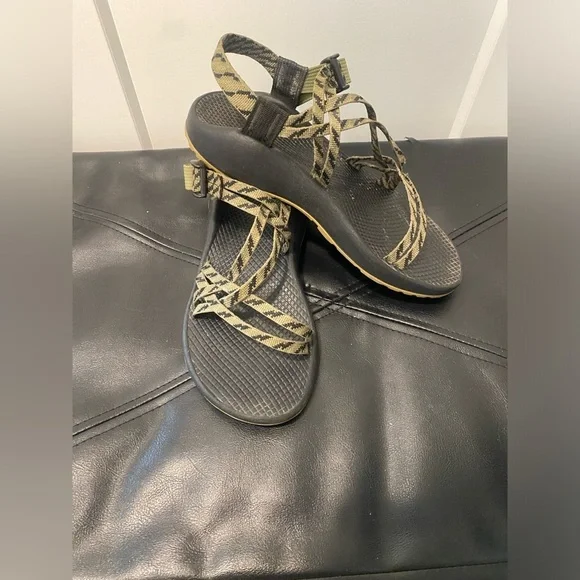 Women’s Chaco zx/1 strappy sandals in green avocado and black geometric size 8 - Picture 2 of 13